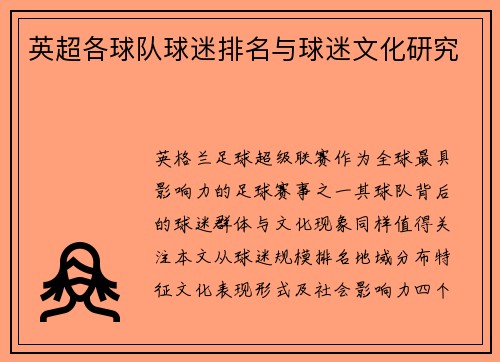 英超各球队球迷排名与球迷文化研究